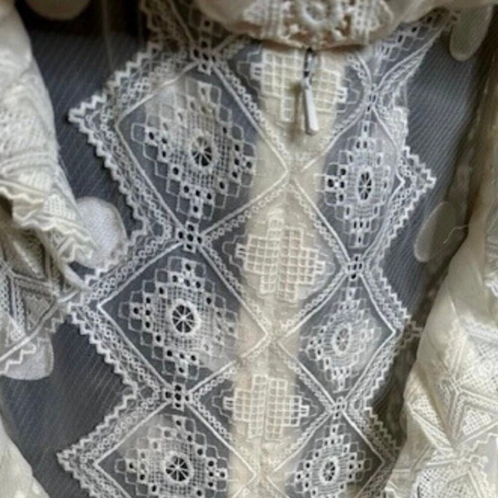 Zimmermann Lace Dress Long Sleeve High Low Skirt Off White Size 1 Medium 6 - Picture 9 of 11